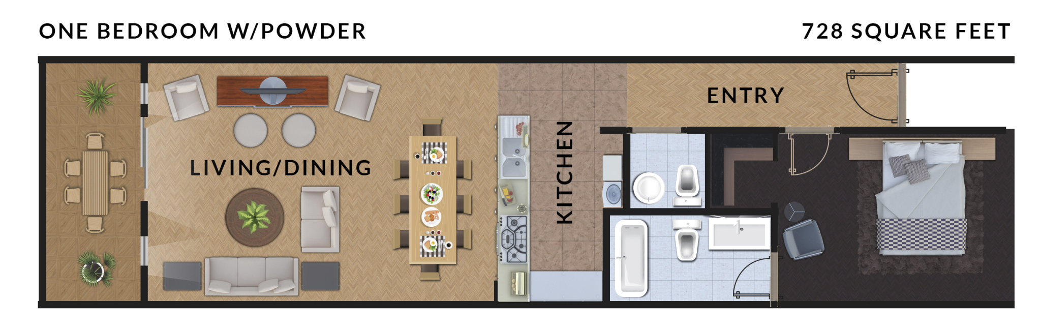 Ocean View 1 Bedroom Layout