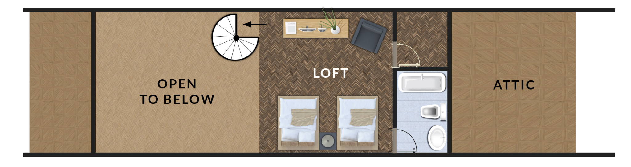 Ocean View 1 Bedroom Loft Layout